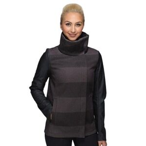 Rare Lululemon Brisky Biker Sweat Life Jacket in Black Soot Stripe Womens Size 6